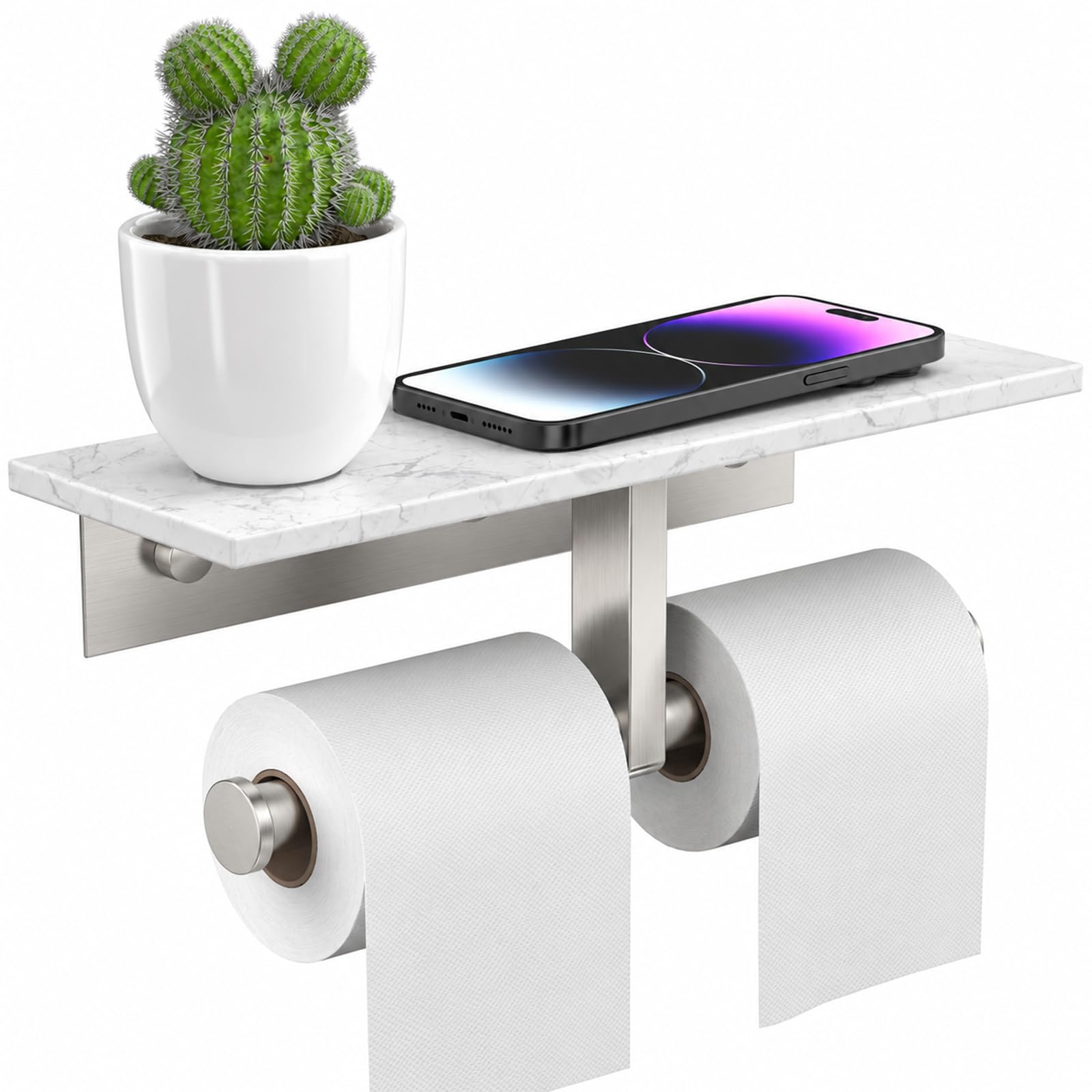 BWE Brushed Gold Toilet Paper Holder with Marble Shelf Wall Mounted — Amazon image 15