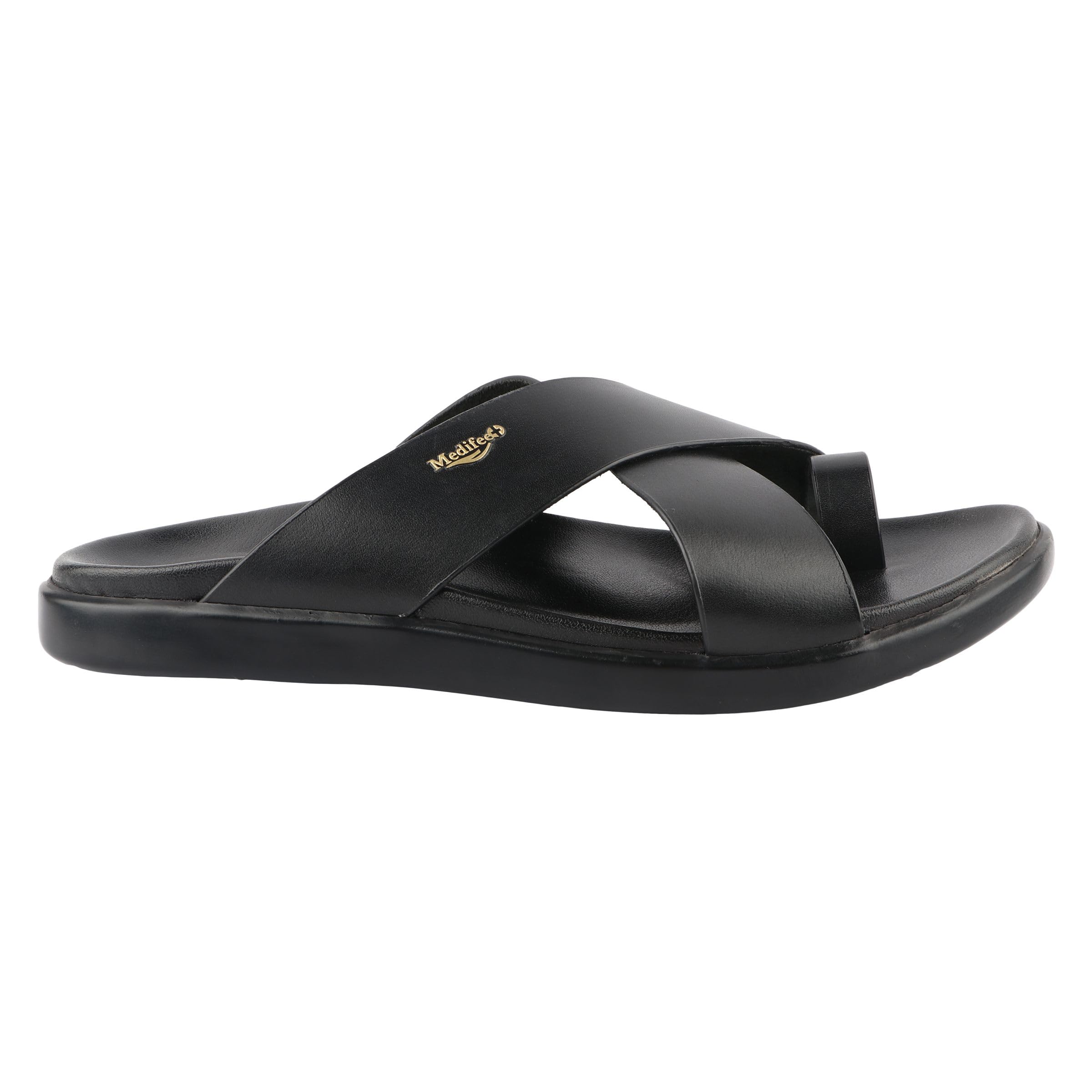 medifeet Men's X-Stroke Toe-Ring Leather Sandals-picture-17
