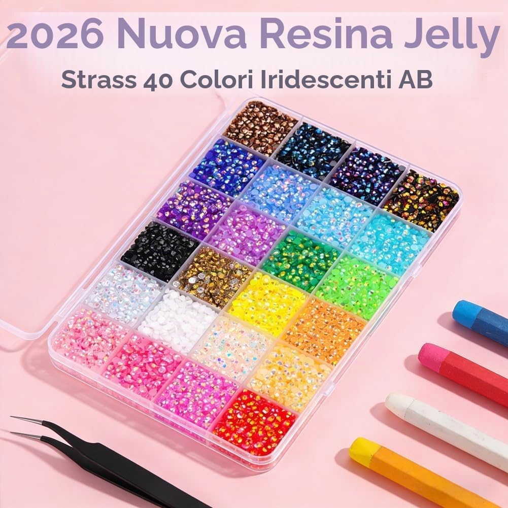 Bedazzling Kit con colla, 40 colori, 40000 pezzi, strass Bedazzle per artigianato e fai da te