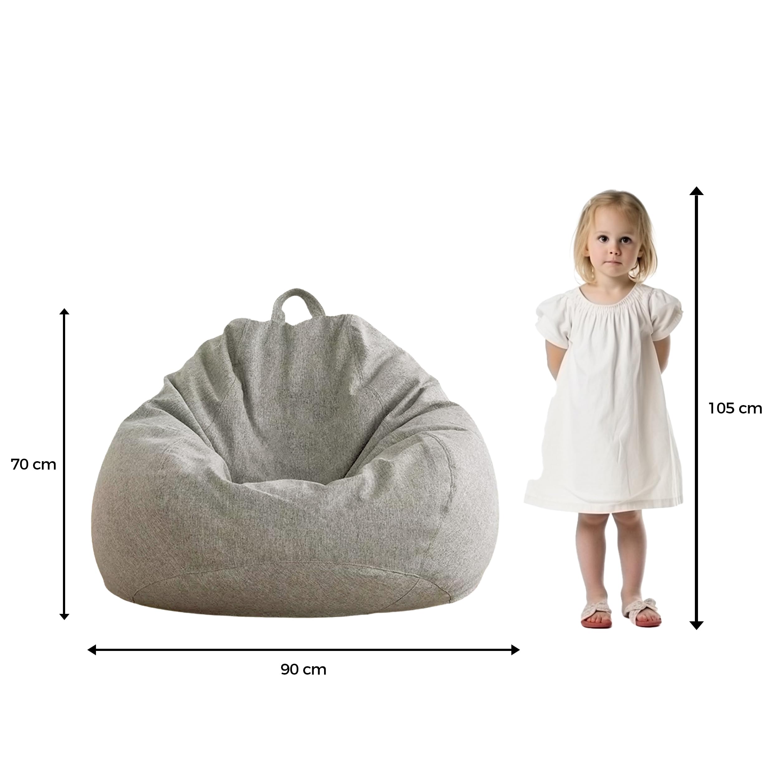 Pufa Eko - Saco de asiento 90 x 110 x 50, gris claro, 250 L