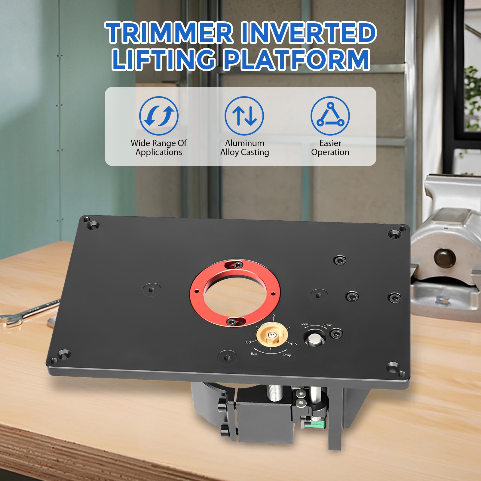 Tabella di Sollevamento del Router di Precisione,Piastre Inserto Banco Fresa Set,Sollevatore Invertito per Lavorazione del Legno,Tavolo di Sollevamento,per il Bordo Spesso del Controsoffitto di