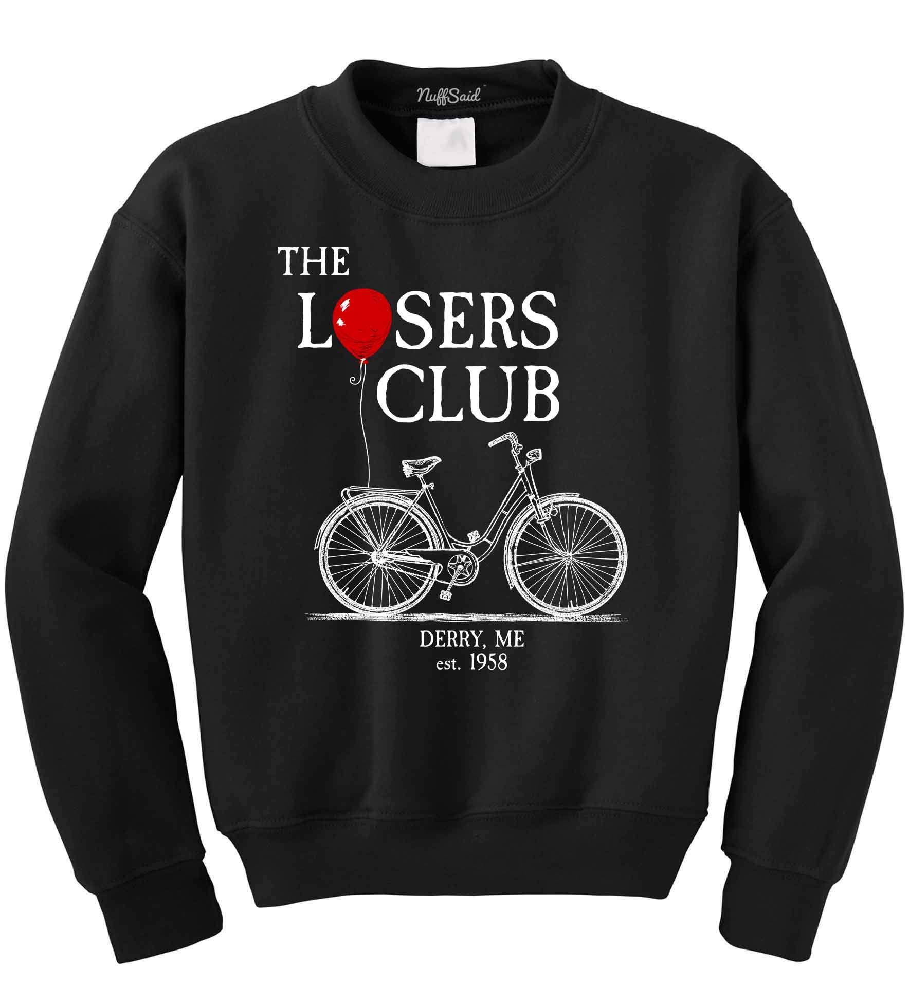 The Losers Club Bicycle - Classic 80's Horror Pullover Sweatshirt - Graphic Pennywise The Clown Crewneck