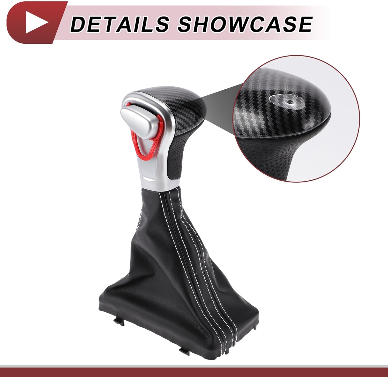 Automatic Gear Shifter Knob with Cover for Audi A5 Quattro 2008-2016 Plastic Faux Leather Automotive Gearbox Stick Shifter Lever Knob Black White