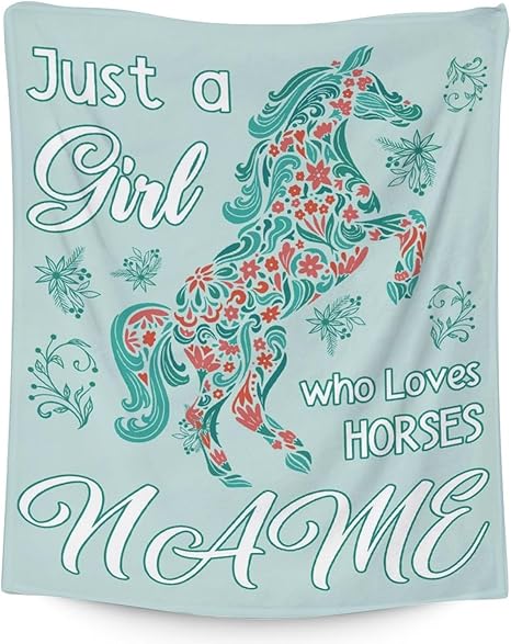 Mercuryelf Custom Horse Blanket Gift - 30x40 Inches Trendy Throw Blankets for Girls - Mint Green Soft, Fuzzy & Warm Throws for Lap, Crib