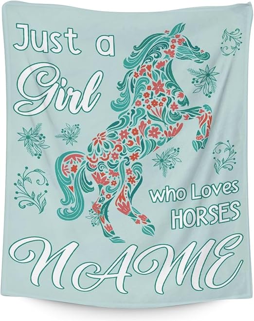 Mercuryelf Custom Horse Blanket Gift - 30x40 Inches Trendy Throw Blankets for Girls - Mint Green Soft, Fuzzy & Warm Throws for Lap, Crib