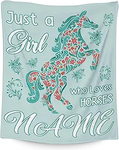 Mercuryelf Custom Horse Blanket Gift - 30x40 Inches Trendy Throw Blankets for Girls - Mint Green Soft, Fuzzy & Warm Throws for Lap, Crib