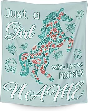 Mercuryelf Custom Horse Blanket Gift - 30x40 Inches Trendy Throw Blankets for Girls - Mint Green Soft, Fuzzy & Warm Throws for Lap, Crib