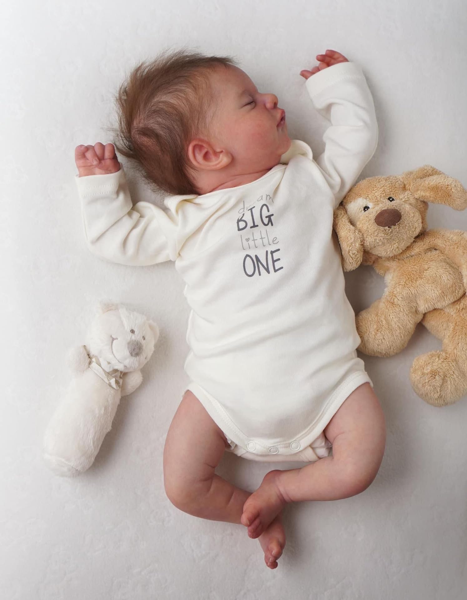 MAIHAO Bambole Reborn Maschio 18 pollici Bambole Reborn Corpo Morbido Tessuto, Originali Sembra un vero Bambino, Bambole Reincarnate Bambola Reale Ragazzo con gli occhi chiusi (1-bianco)