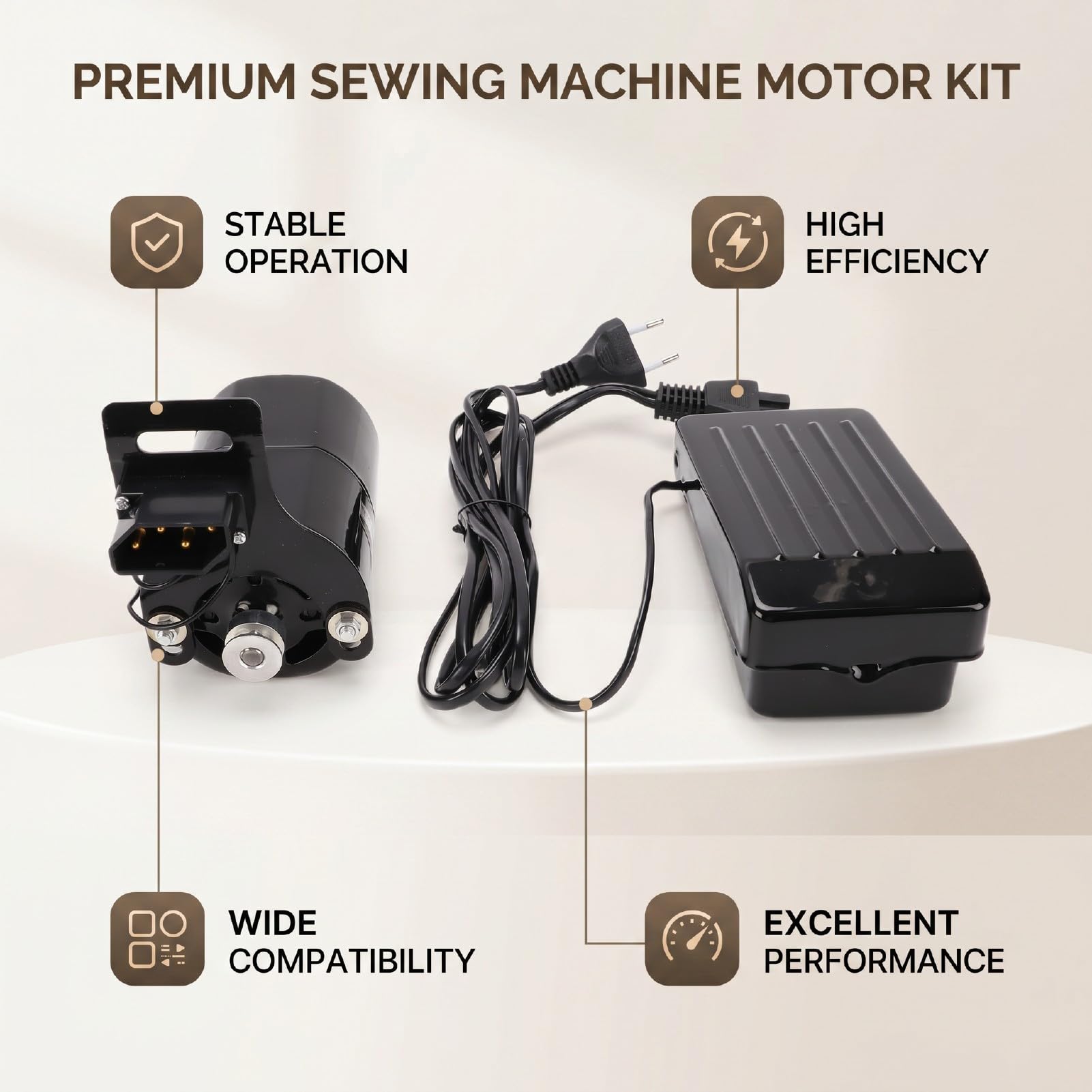 Haofy Motor de Máquina de Coser 250W 12000RPM Kit de Pedal de Pie Motor de Repuesto de Alta Velocidad con Controlador de Velocidad Variable para Máquinas de Coser Domésticas Antiguas