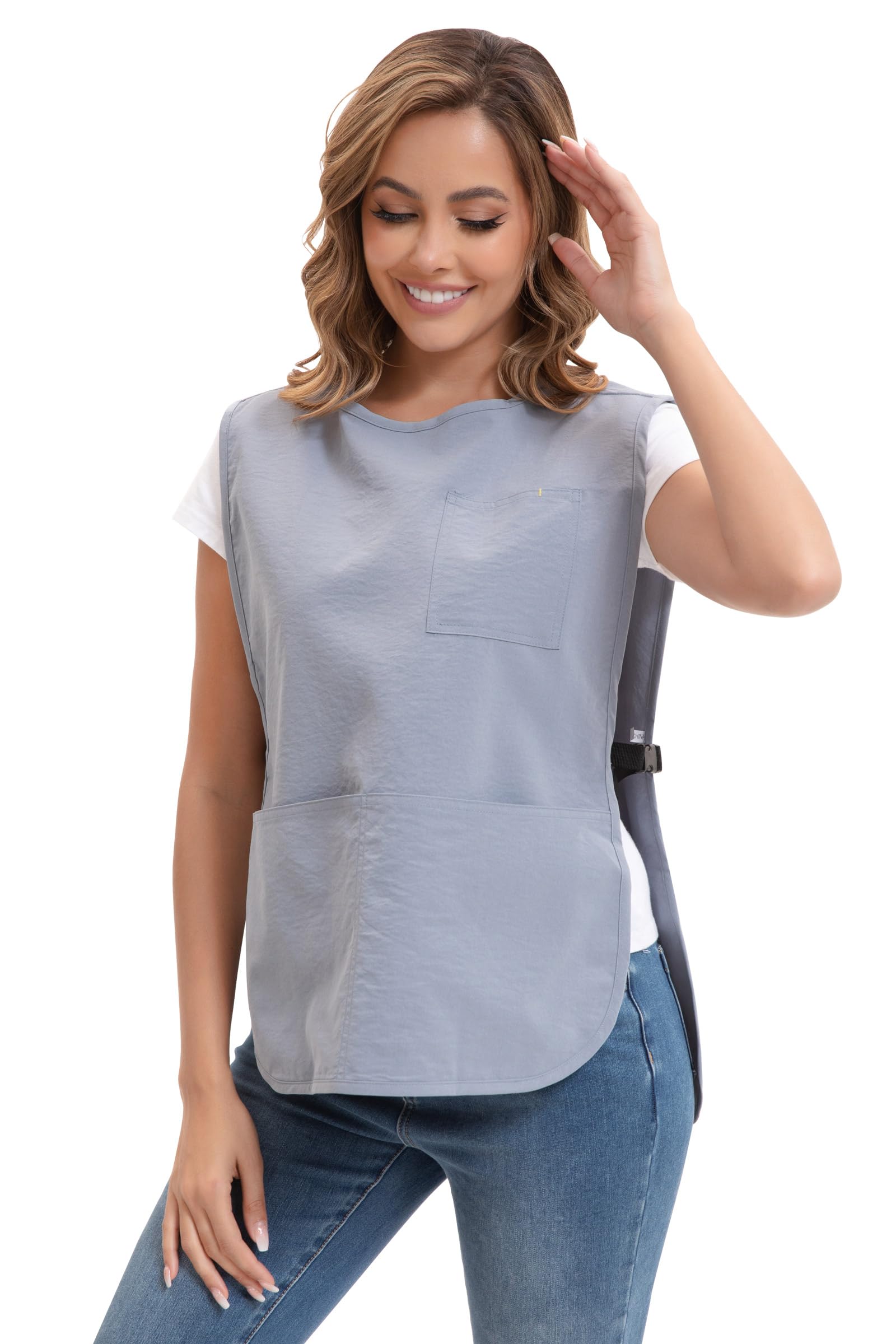 Nanxson Delantal Tabardo para Mujeres Hombres Delantal de Limpieza con Bolsillo Grande Delantal de Barbero Delantal de Cocina para Cocineros