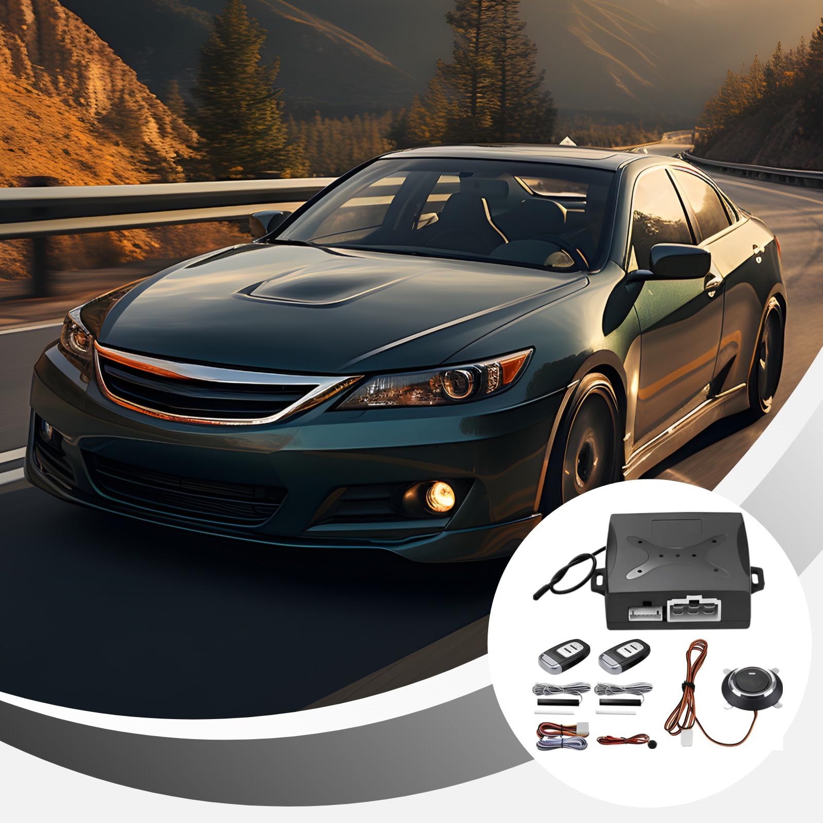 Sistema de alarma de arranque sin llave para coche con control remoto, ajuste universal para vehículos de 12 V, kit de encendido de plástico, seguridad de arranque, fácil de instalar, 6.9 x 5.7 x 2.8