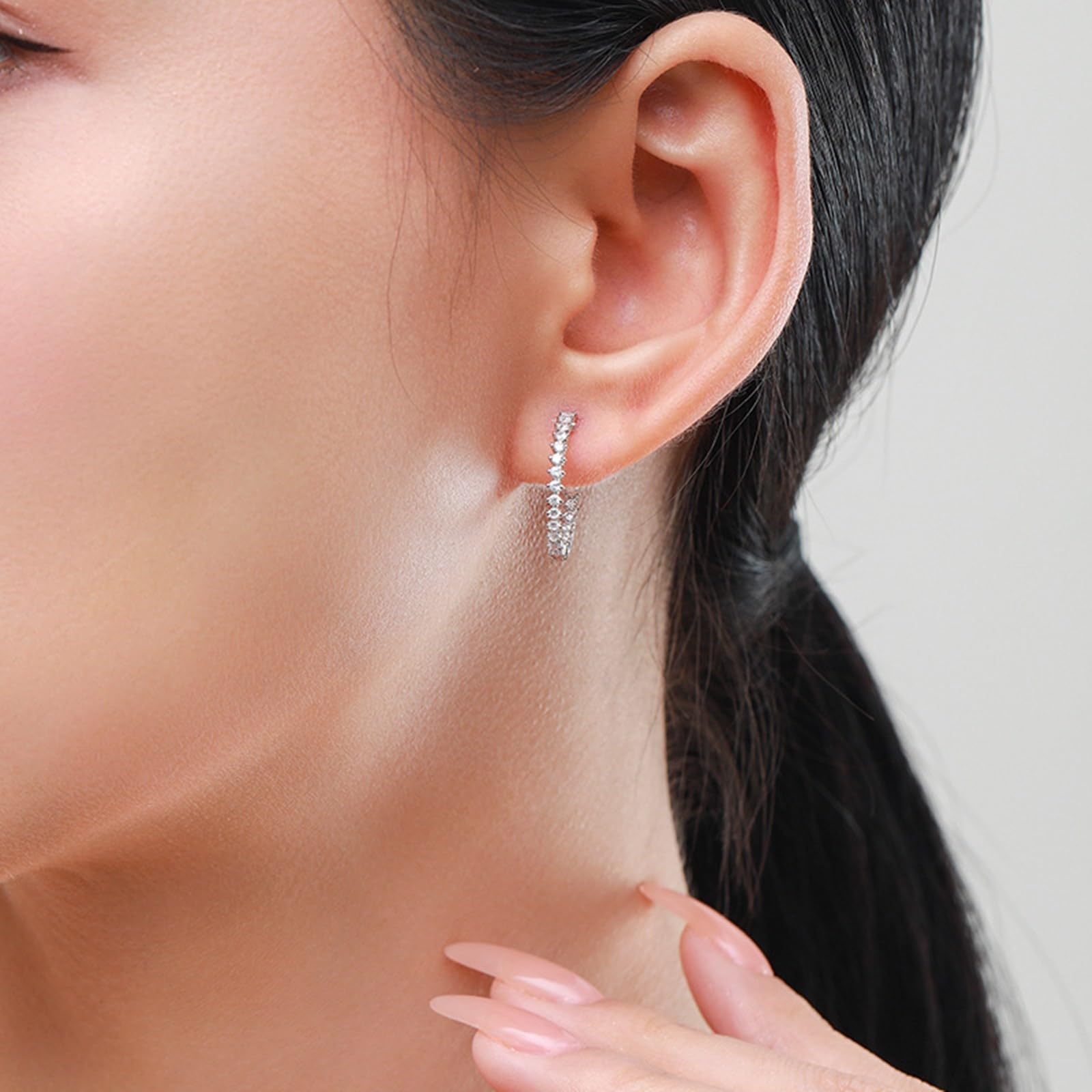 Pendientes de aro de oro blanco 750 585 375 de oro auténtico para mujer, pendientes de aro para mujer, pendientes de aro elegantes con círculo redondo Moissanite, pendientes de boda sin níquel