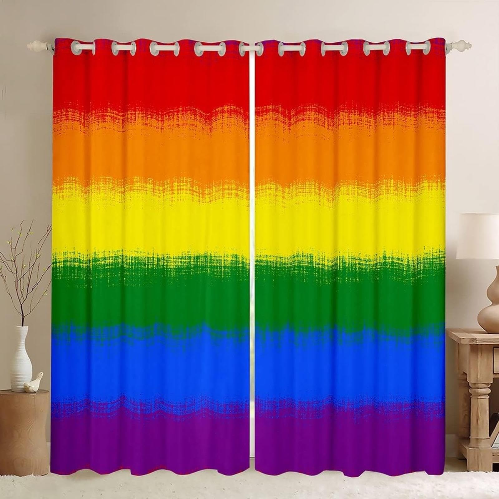 Rideaux arc-en-ciel pour chambre enfant 137x117cm multicolores