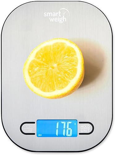Smart Weigh Báscula digital de cocina de acero inoxidable para cocinar, pérdida de peso, seguimiento de calorías, hornear, control de porciones de