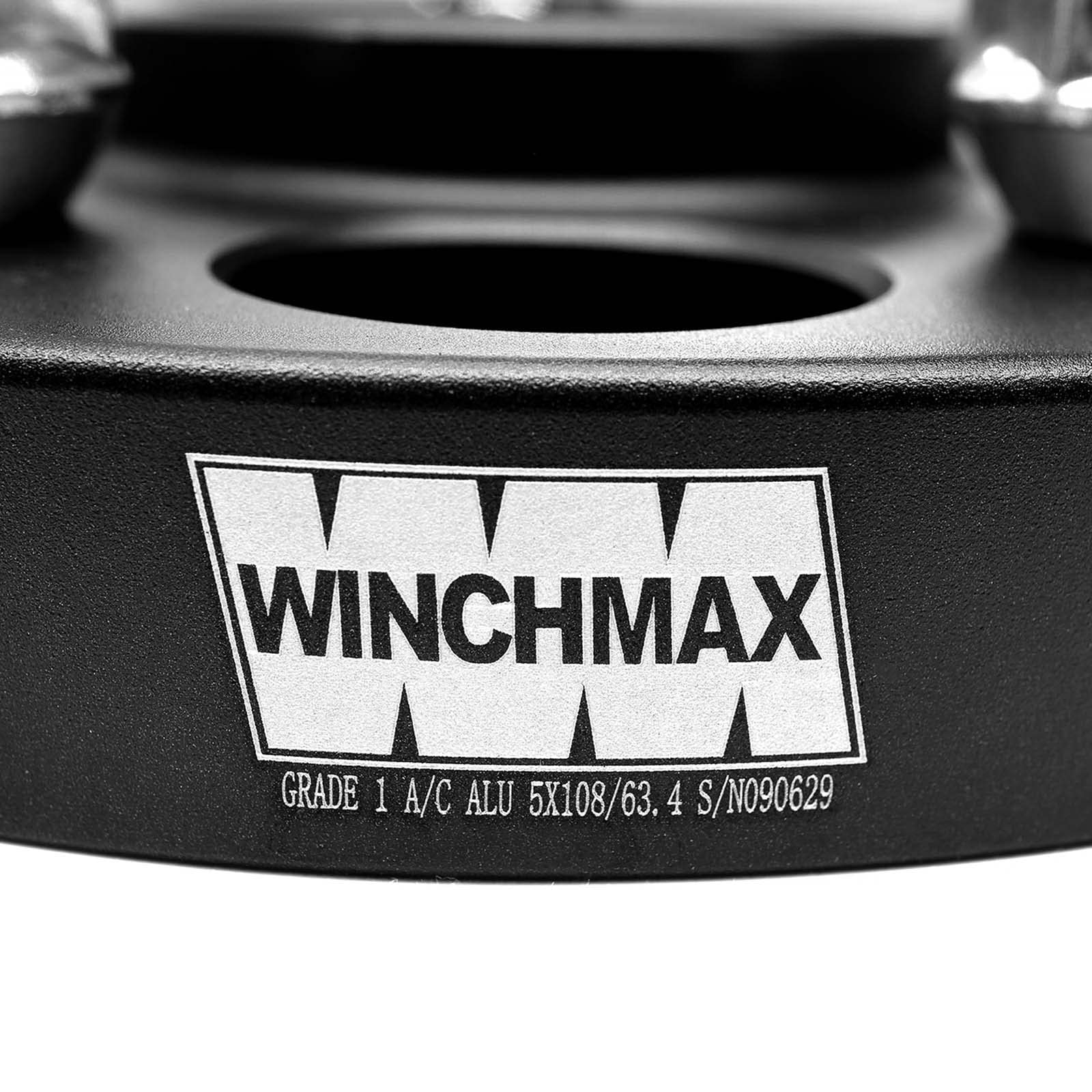 WINCHMAX Distanziali Ruota centrati sul mozzo in Alluminio anodizzato da 20 mm PCD 5 x 108, Filetto 12 x 1,5 mm, Foro Centrale 63,4 mm. 4 x 20 mm distanziali per Ford Focus MK2, MK3. Nero T4