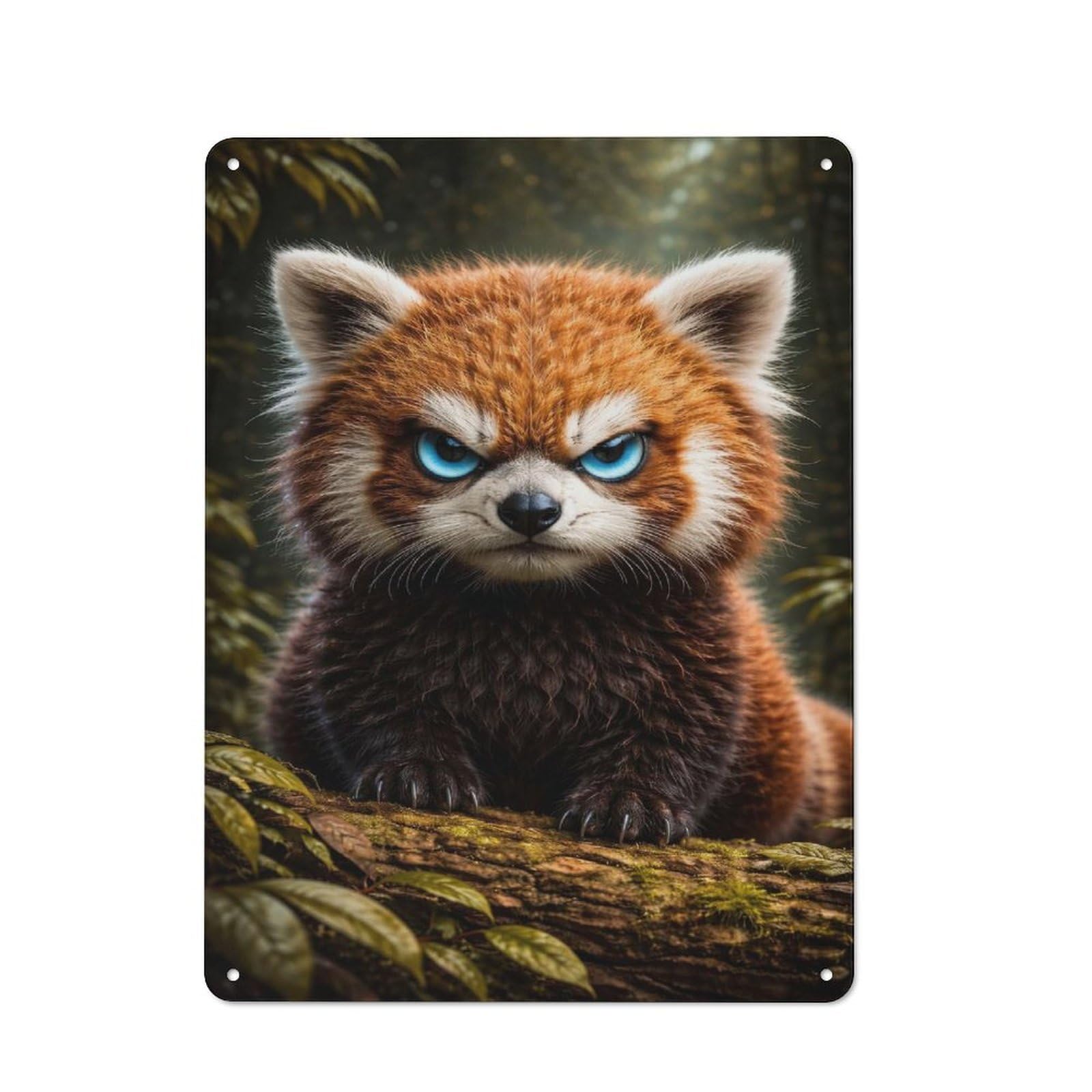 Junmoney Style-4-1 40X30cm Retro Metal Sign With Intense Red Panda Portrait For Home Office Or Studio, Suited To Wall Displays In Home Offices And Studios