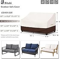 Vista 2 de Bitubi Funda impermeable para sofá de patio, funda de sofá resistente de 3 plazas para exteriores, tamaño de hasta 76 pulgadas de ancho x 32.5