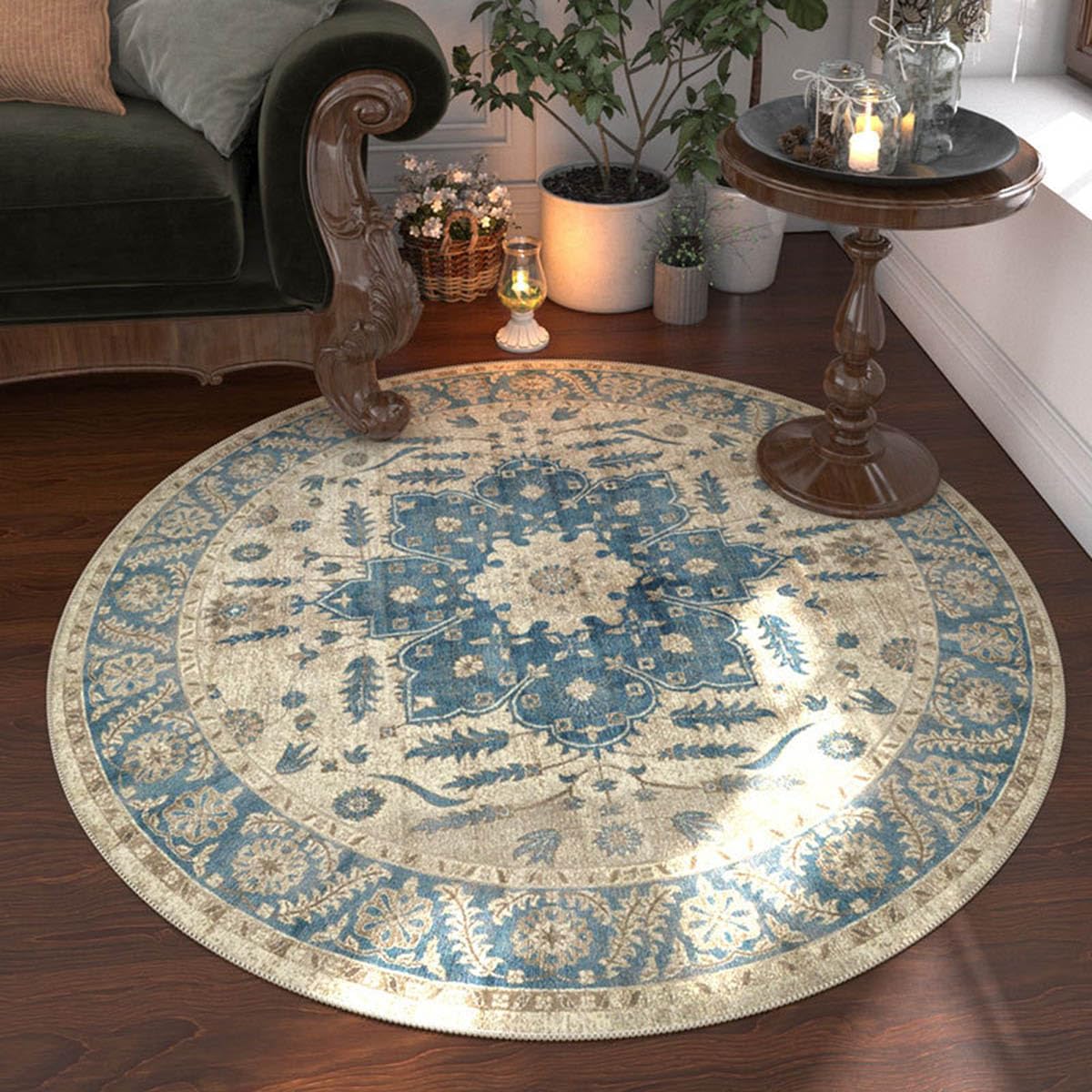 Tapis rond lavable SSWH pour sol glissant avec envers feutre doux