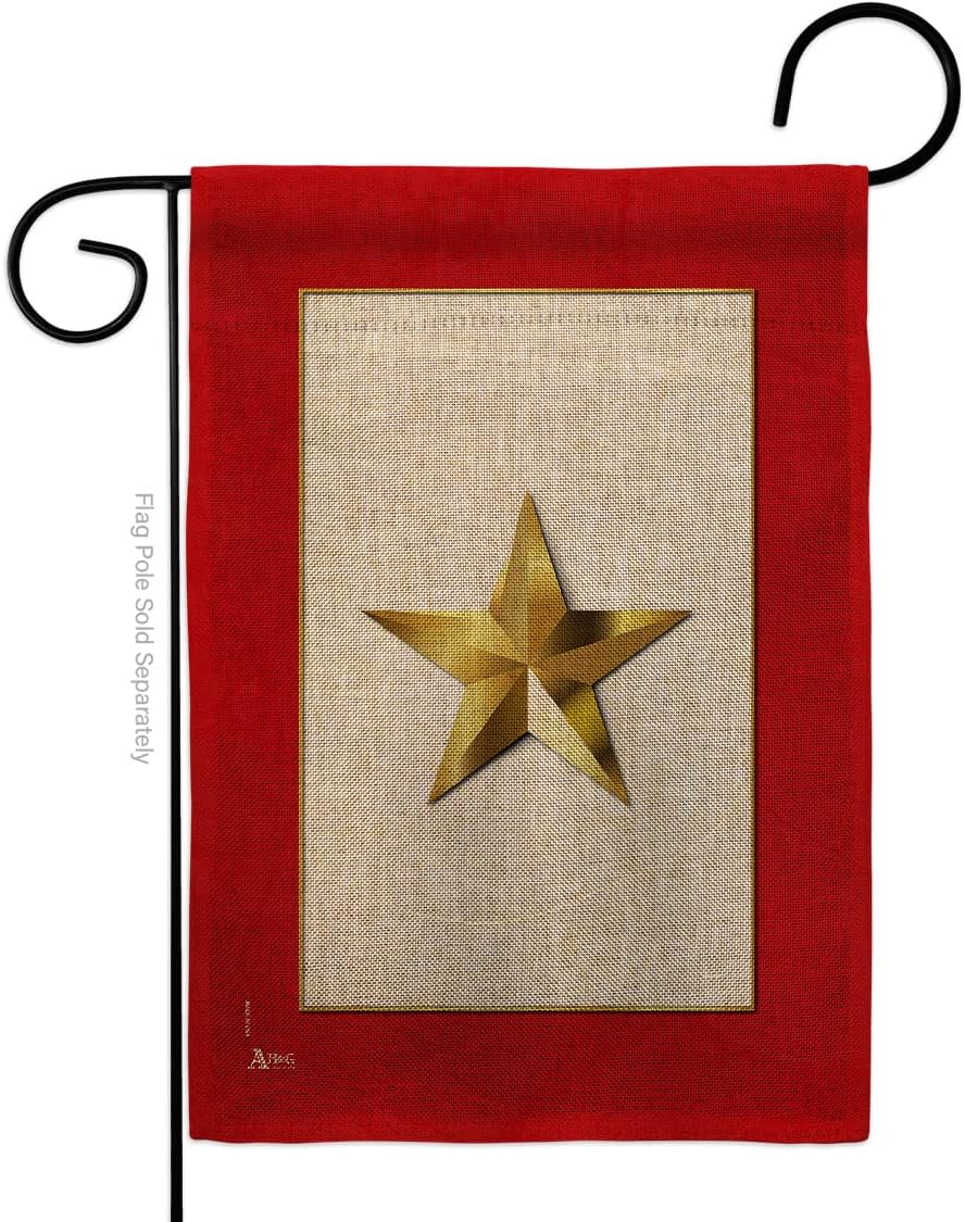 Gold Star Garden Flag Burlap Banner Wall Art Patio Lawn Porch Room Small Outdoor Tapestry Yard Sign Armed Forces Official US Military Memorabilia, Home Decoration Made in USA