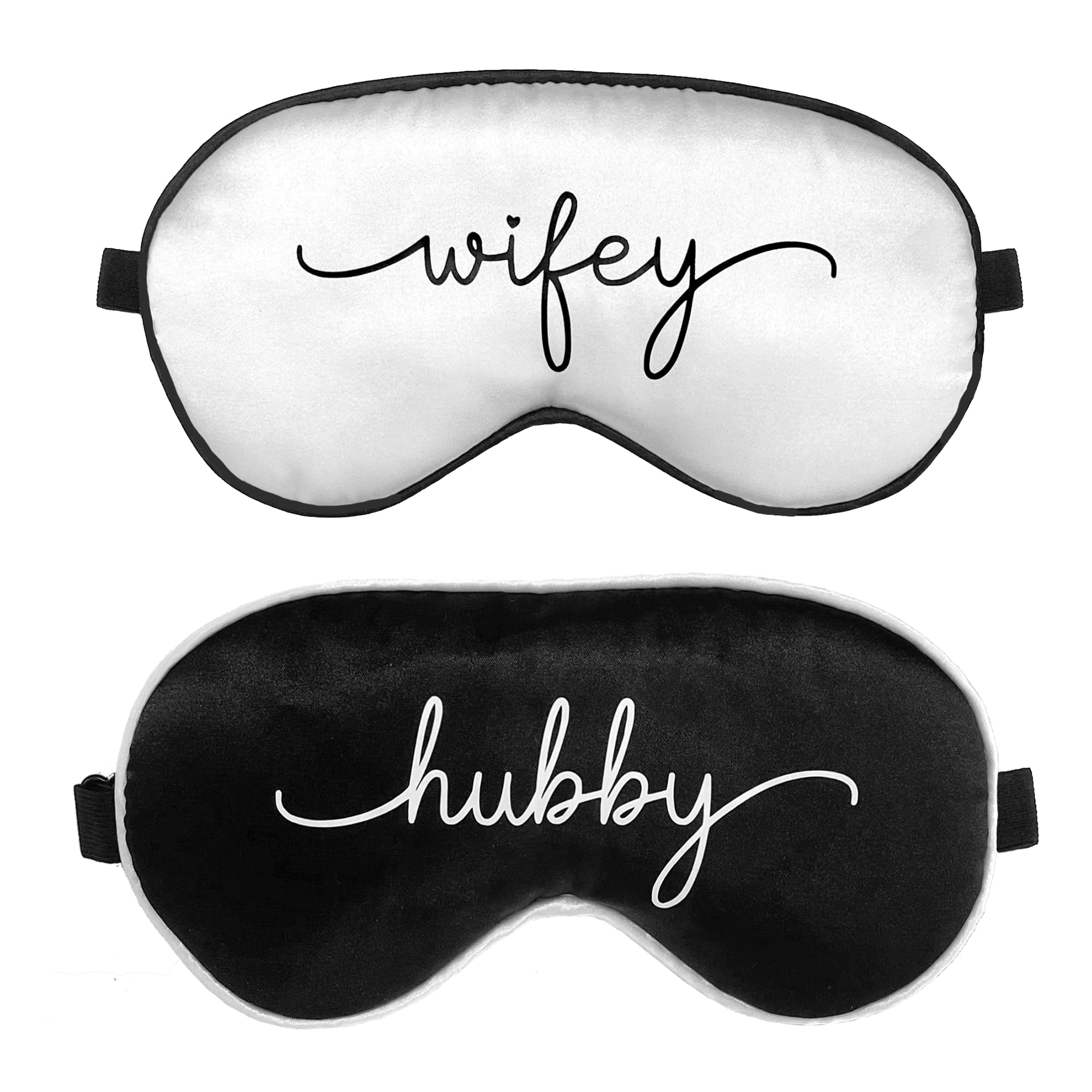 Honeymoon Sleep Masks Set | Wedding Gift for Bride and Groom | Satin Set of 2 (Mr. & Mrs.)