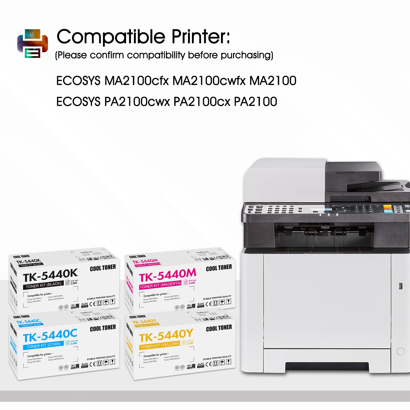 TK5440 TK-5440 MA2100cwfx PA2100cwx PA2100cx: Kompatibel für Kyocera Ecosys PA2100cwx Toner MA2100cwfx MA2100cfx PA2100cx TK-5440 TK-5440K TK-5440C TK-5440Y TK-5440M (Schwarz Cyan Gelb Magenta)