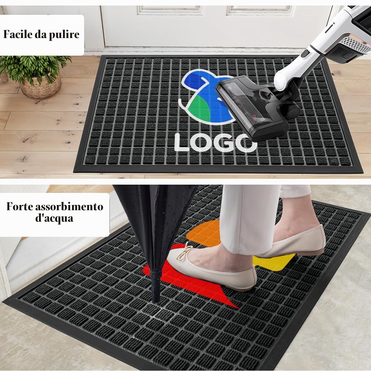 Zerbino Ingresso Esterno Interno Personalizzato Entrata Tappeto con Logo Testo Antiscivolo Resistente Zerbini Tappetino Personalizzati,60x90cm