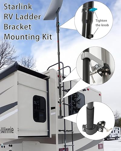 Miniatura 2 de Starlink - Soporte para mástil de bandera de RV, kit de montaje Starlink, soporte de techo Starlink, kit de montaje de techo Starlink para satélite