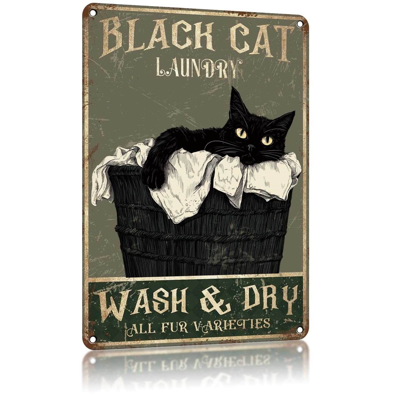 Amazon.com: QKIODS Vintage Black Cat Metal Tin Signs Laundry Wash