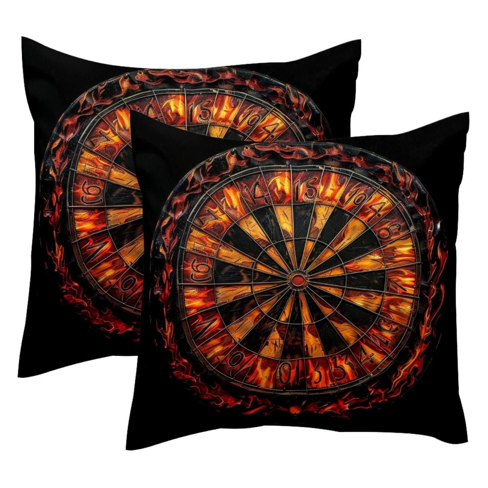 Housse de coussin velours 50x50 rouge cible fléchettes pour salon et canapé cosy