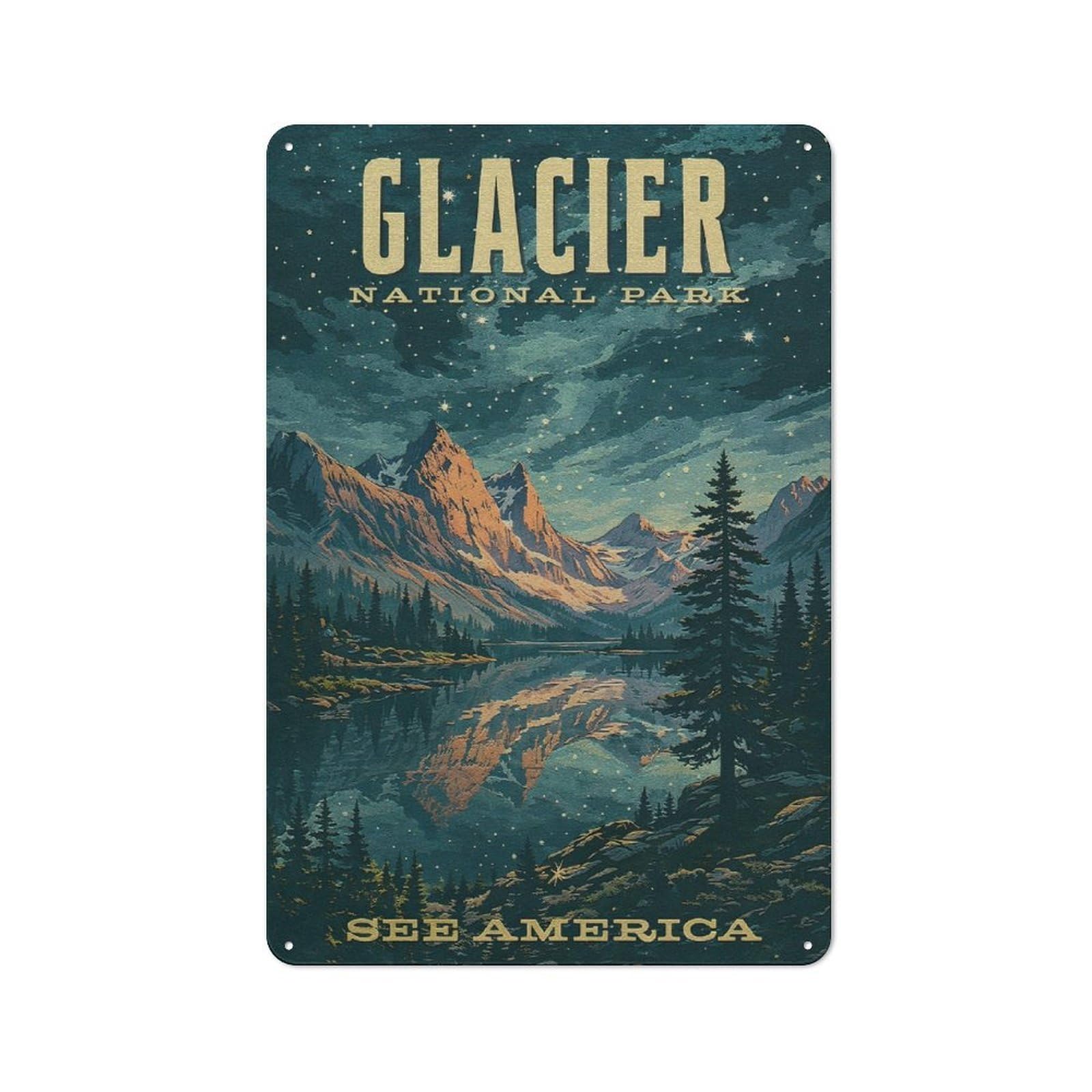 Junmoney Style-5 Outdoor Room Shed Metal Sign 30X20cm Featuring Glacier National Park Vintage, Utility Space Decor For Patio Bar, Workshop, Shed Or Kitchen