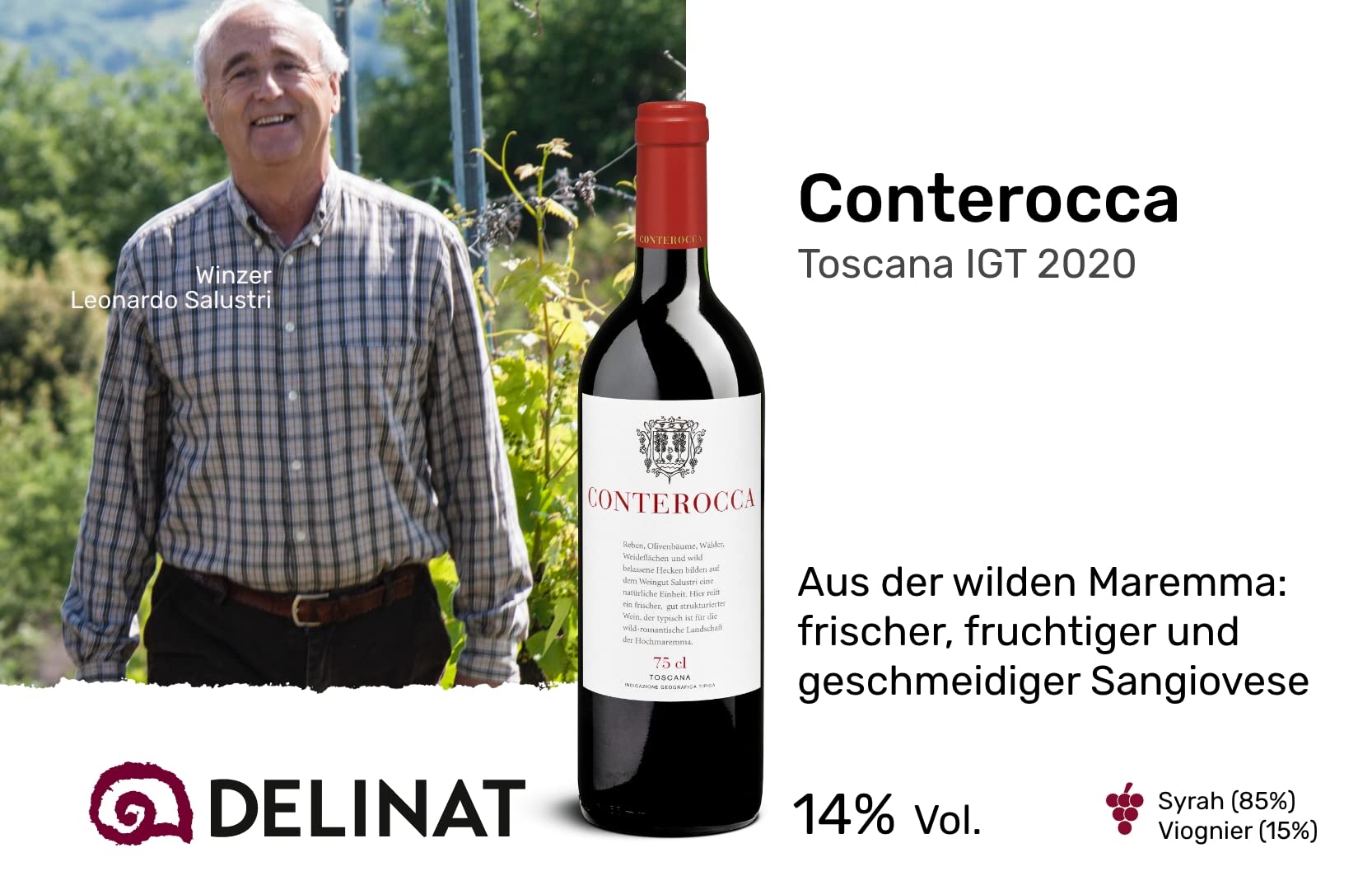 DELINAT Bio Rotwein Set Bella Italia – 6 Flaschen Italien Probierpaket | Rotwein aus den Rebsorten Primitivo, Ripasso & Nero d'Avola – 5x trocken, 1x halbtrocken, veganer Premium Wein 6 x 0,75l