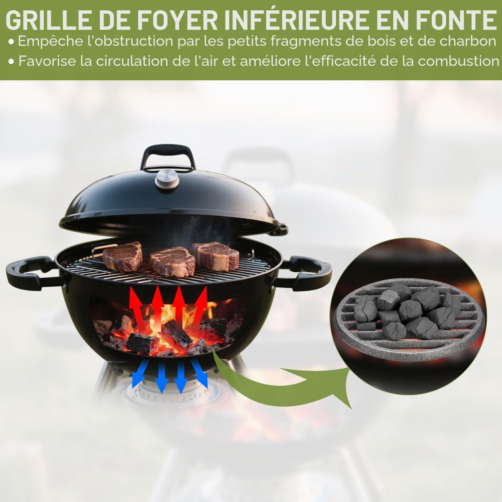 PATIKIL Grille De Feu en Fonte Grille De BBQ 6 Fentes pour Barbecue | Rectangle 10" Remplacement Plaque A Charbon Haute Temperature, Grille De Fond Accessoire De Cuisson