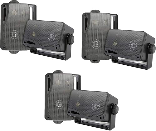Vista 9 de Pyle Sistema de altavoces de caja de 3 vías para interiores y exteriores, altavoces compactos de montaje en pared de 3.5 pulgadas y 200 vatios