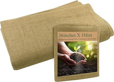 Burlap Garden Fabric Roll - 36" x18 Feet Long Burlap Rolls-Multipurpose Natural Burlap Fabric Jute Material for Plants,Ero...