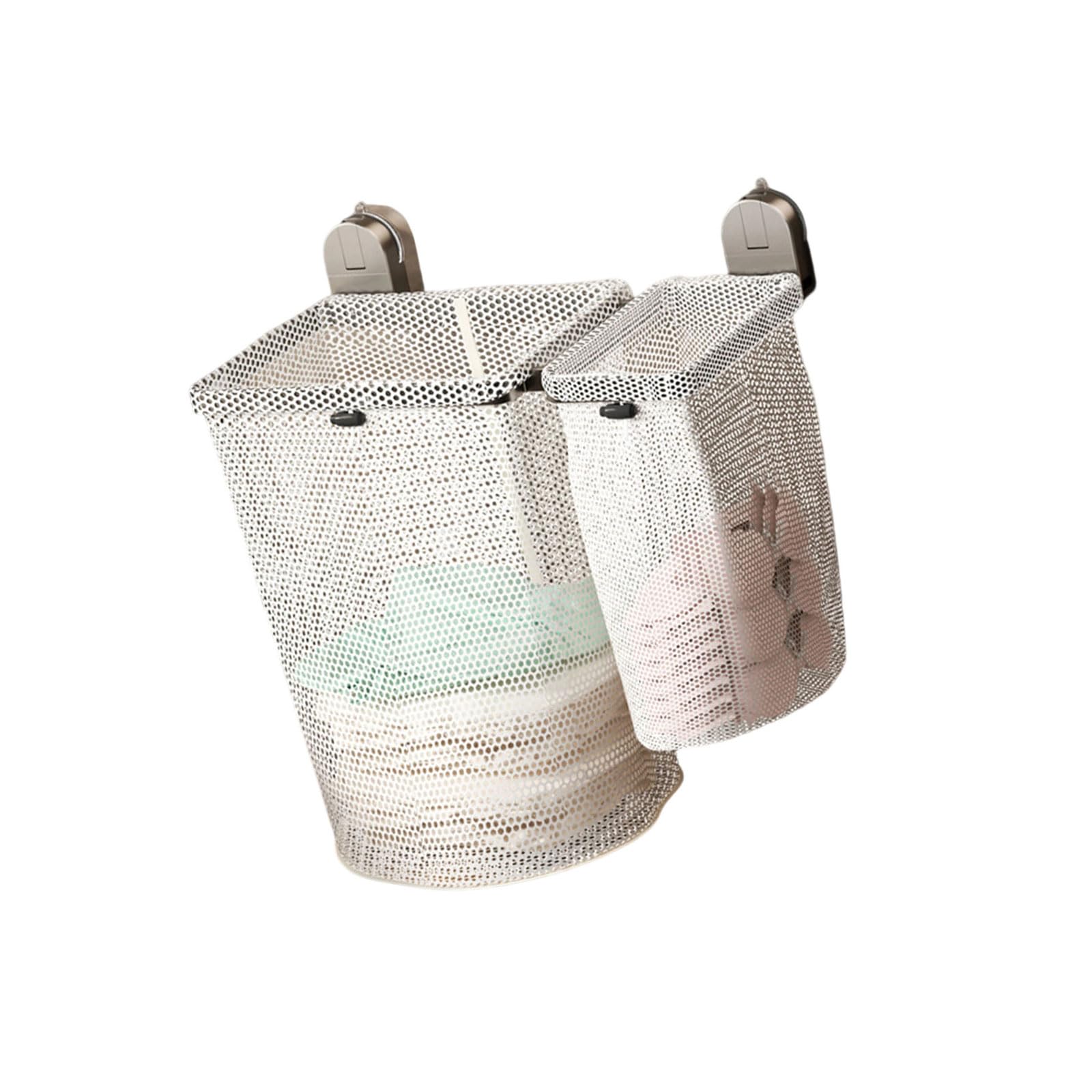 Wall Mounted Laundry Hamper Suction Cup Hook Large Capacity Space Saving Clothes Organiser for Bathroom Bedroom Suction Cup Wall Mounted Hamper