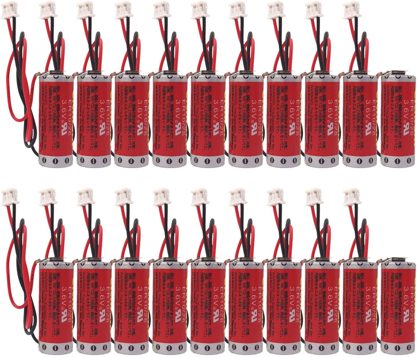 (20-Pack) ER10/28 3.6V 800mAh Battery 3.6V PLC Lithium Battery with Plug Replacemet for FX2NC-32BL ER10/28 ER10280 3.6V Battery
