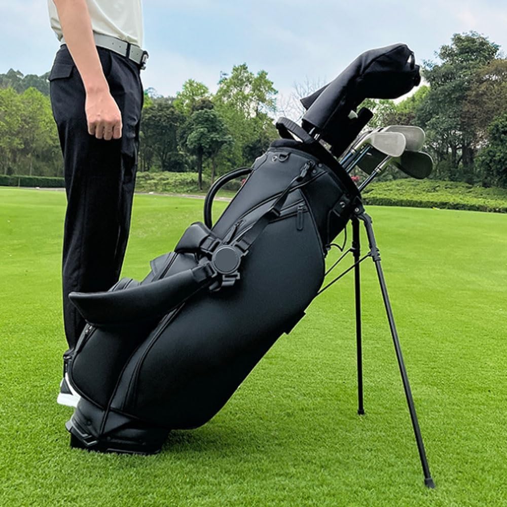 Golf Club Bags, Lightweight Golf Bag with 4-Slot Club Openings, Waterproof Pu Leather and Detachable Zippered Side Pockets for Men Women