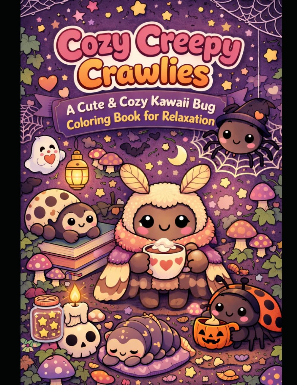 Cozy Creepy Crawlies: A Gentle Kawaii Bug Coloring Book for Relaxation (Sweet & Mischievous Collection)