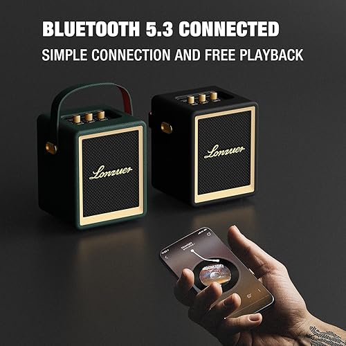 Miniatura 4 de Action - Altavoz portátil de madera con asa, pequeños altavoces Bluetooth portátiles con batería de 5000 mAh, Bluetooth inalámbrico para campaña en