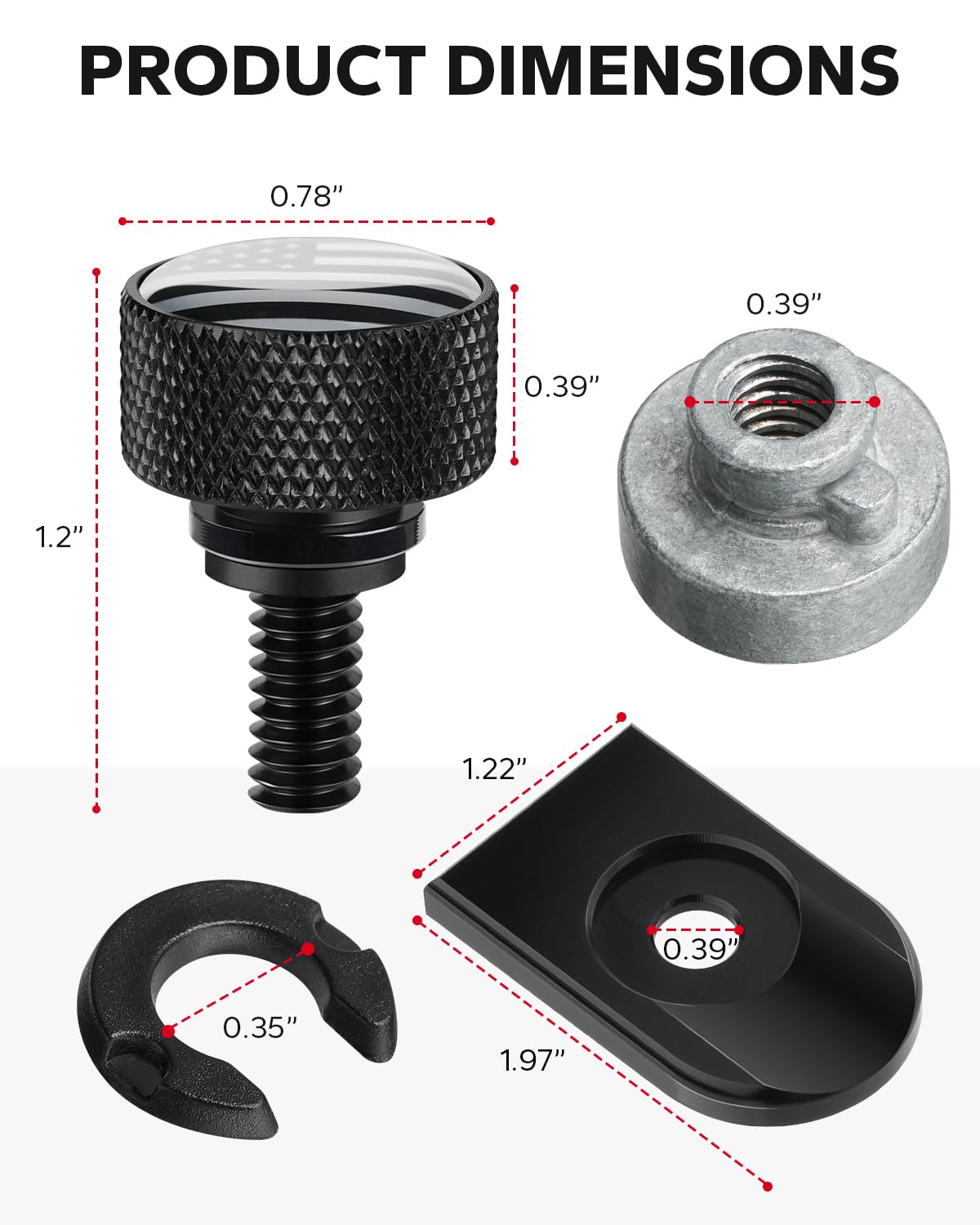 Amazicha Stainless Steel Seat Bolt Screw Nut Cover Mount Kit American Flag Compatible for Harley Davidson Touring Sportster Softail Dyna 1996-2026 Black