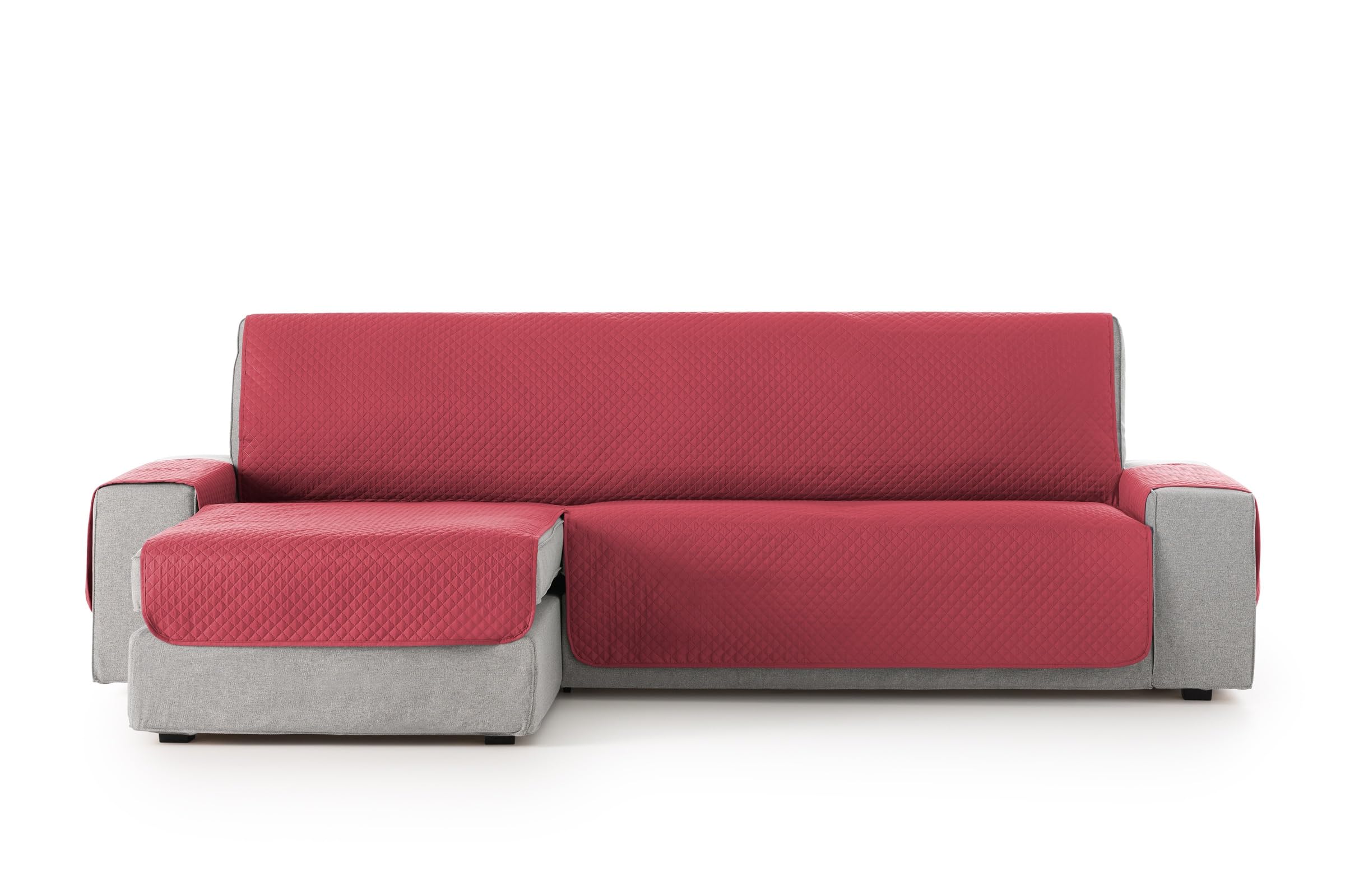 Textilhome Copridivano 3 Posti con Penisola Sinistra Adele – Trapuntato Reversibile Universale Rosso | Copri divano Angolare 240 cm, Salvadivano Antigraffio per Gatti, Antimacchia