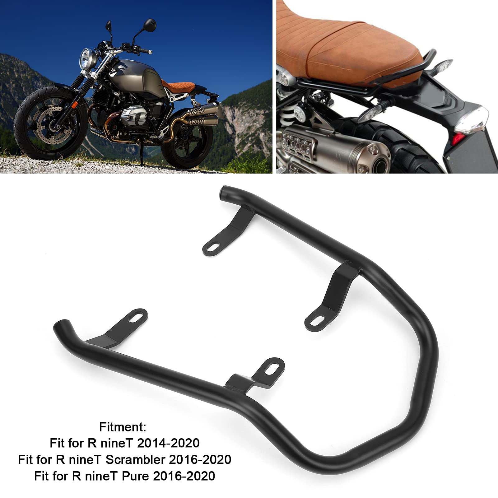 KIMISS Asiento Trasero de Motocicleta Apoyabrazos Portaequipajes Barra de Agarre para R NineT Scrambler/Pure