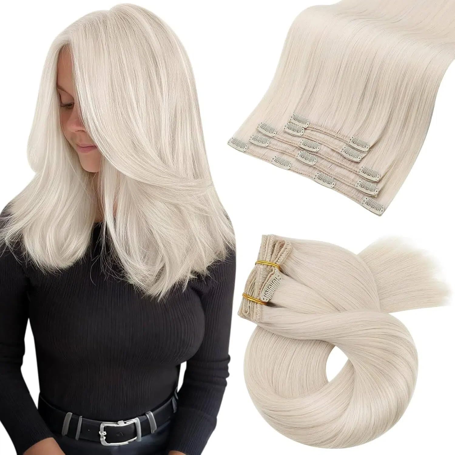 Moresoo Clip in Extensions Echthaar Haarverlängerung Echthaar Extensions Clip