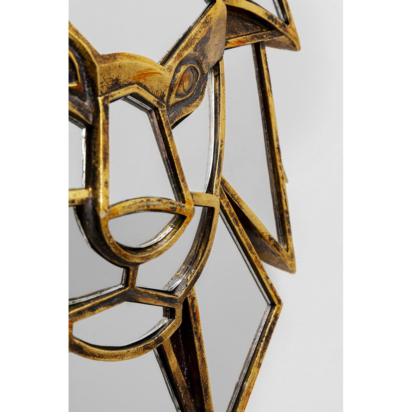 Kare Design Lion Mirror Objet mural, doré, élégant, objet décoratif de chambre, décoration murale, accessoire, motif animal, miroir, salon, couloir, bureau à domicile, 35 x 27 x 5 cm (H x l x P)