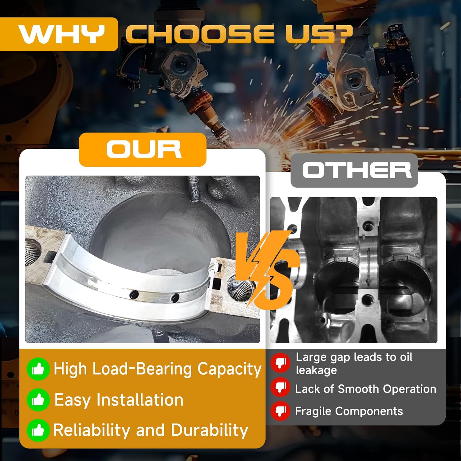 MS-2199A STD Crankshaft Main & Connecting Rod Bearing Kit Set Fit for Chevy 5.7L LS1 LS6 1999-2005 for Chevy 4.8L 5.3L 6.0L 1999-2013 for Chevy 6.2L LS3 2007-2016 Replaces MS2199A MB5293SI 8-2555A