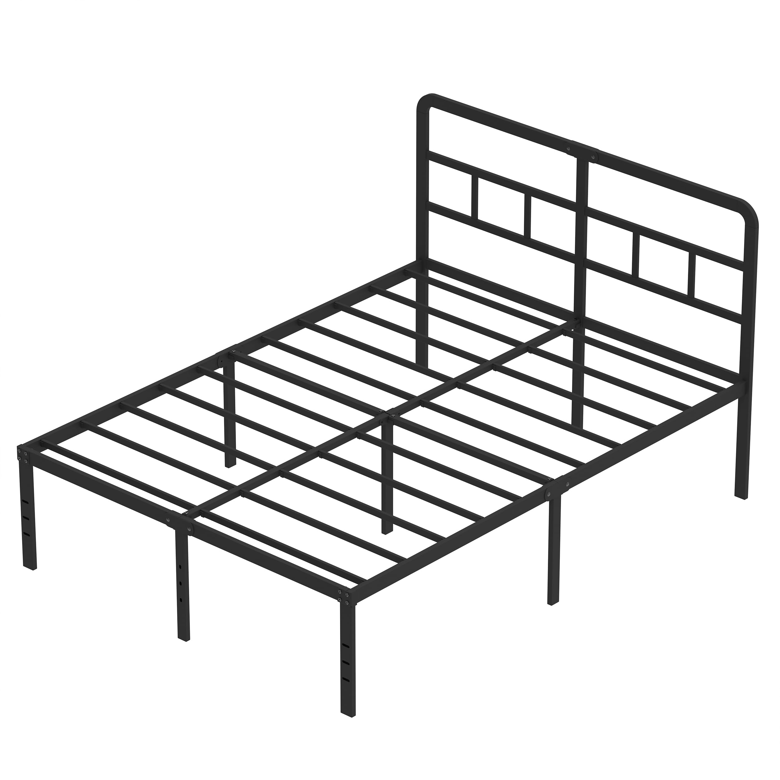 DiaOutro 18 Inch Queen Bed Frame with Headboard No Box Spring Needed, Heavy Duty Metal Queen Size Platform with Steel Slat, Mattress Foundation, Easy Assembly, Noise Free, Black