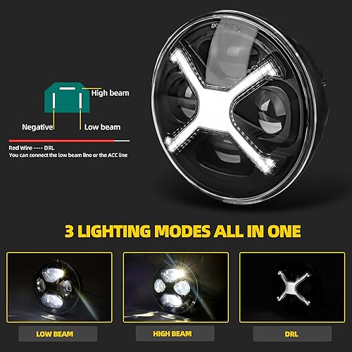 Miniatura 3 de Faro delantero de motocicleta de 5.75 pulgadas blanco X DRL HiLo Beam motocicleta LED faro apto para Indian Scout Dyna Wide Glide XL1200 XG750 883