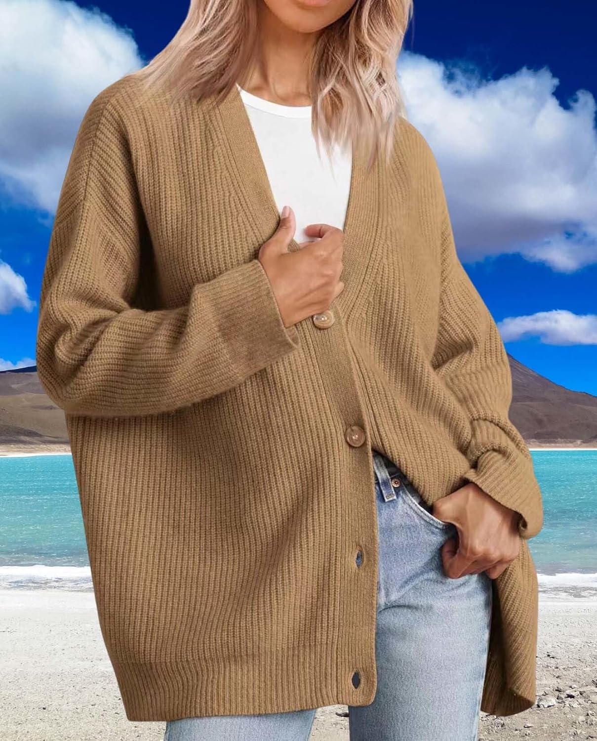 Womens Fall Fashion Oversized Lightweight Warm Knit Jacket Elevate Your Fashion Taste Work And Casual Wear - Image 4