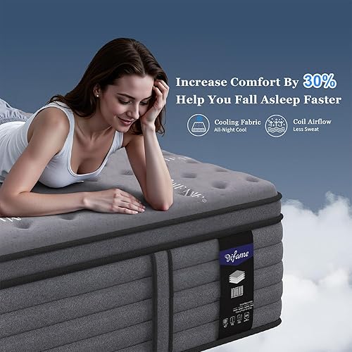 Miniatura 5 de Colchón King de 12 pulgadas, colchón híbrido de lujo tamaño King en una caja, soporte extra mejorado, alivia el dolor de espalda y cintura, sueño