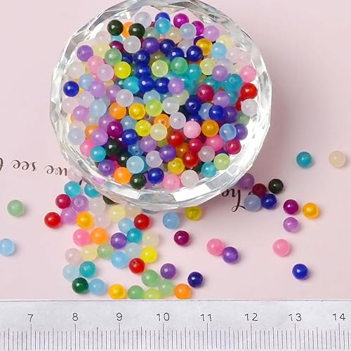 Miniatura 4 de Cuentas de piedras preciosas de jade de colores naturales mixtos de 0.157 pulgadas (0.157 in), espaciador pequeño, redondo y suelto, kit de